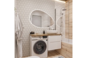 Зеркало STWORKI Скаген 120 с подсветкой, белое, инфракрасное управление,овальное, большое - 2