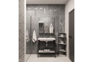 Зеркало DIWO Смоленск 80 с полкой, черное, в стиле лофт, квадратное - 2