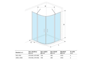 Душевой уголок Excellent Mazo 90х90 профиль хром стекло прозрачное - 3
