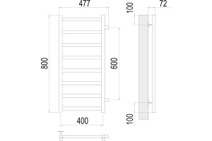Водяной полотенцесушитель Terminus Аврора П8 400x800 Хром боковое подключение - 3