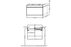 Тумба под раковину Jacob Delafon Terrace 80 см (EB1186-G1C) - 2