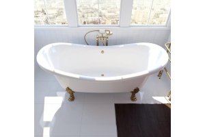 Ванна из искусственного камня Фэма Габриэлла 2 белая, ножки бронза - 3