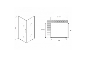 Душевой уголок Abber Sonnenstrand 100х75 черный стекло прозрачное - 2