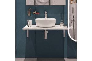 Столешница с раковиной DIWO Элиста 80 белый мрамор, с раковиной Moduo 40 RING