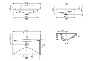 Раковина BelBagno Marino-Cer 60x45 белый (BB-0320-60-LVB) - 2