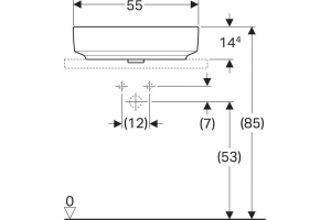 500.779.01.2 VariForm Раковина с установкой на столешницу прямоугольной формы, 55х40 см, без отв. под смеситель, без отв. перелива - 2