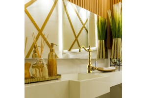 Смеситель для раковины GPD Retro золото  - 2