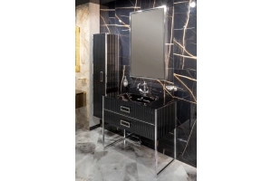 Шкаф-пенал Armadi Art Monaco подвесной черный глянец - хром - 2