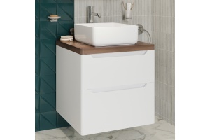 Тумба с раковиной STWORKI Берген 60 белая с темной столешницей, City 1 - 2