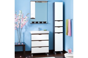 Зеркало-шкаф Бриклаер Токио 70 L венге, белый глянец - 2