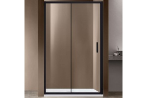 Душевая дверь Vincea Garda 130х190 черная стекло прозрачное