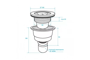 Сифон для поддонов RGW вертикальный белый - 2