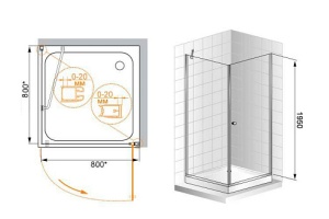 Душевой уголок Cezares Elena 80х80 хром стекло рифленое - 2