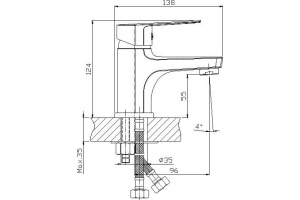Смеситель для раковины Rossinka  хром (S35-15) - 2
