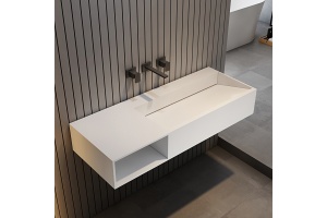 Тумба с раковиной Abber Stein 100 L подвесная белый матовый