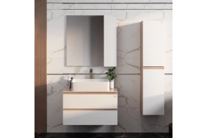 Тумба под раковину Onika Алеста 80 белый/камень светлый (108054) - 3