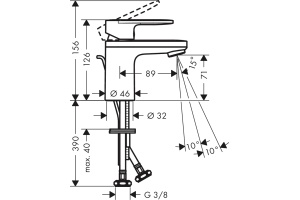 Смеситель для раковины Hansgrohe Vernis Blend с донным клапаном хром - 3