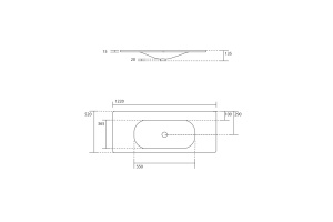 KERASAN SHAPE Раковина 1220х520 мм., встраиваемая, с 1 отверстием для смесителя, цвет белый глянцевый - 2
