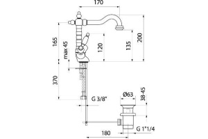 Смеситель для раковины Webert Dorian бронза (DO700302065) - 2