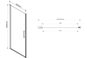 Душевая дверь в нишу Vincea Orta VPP-1O900CLB 90 см, профиль черный, стекло прозрачное - 3