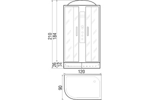 Душевая кабина с поддоном River Dunay 120/90/24 TH R (10000003131) - 2