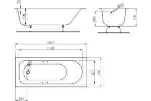 Чугунная ванна Byon B13 150x70x42 с ручками - 2
