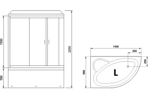 Душевая кабина RB 140ALP- C 1400x950x2250 L (матовое) - 3