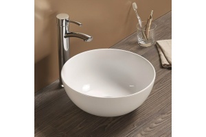 Раковина керамическая накладная AM-107, цвет белый, 358х358х155