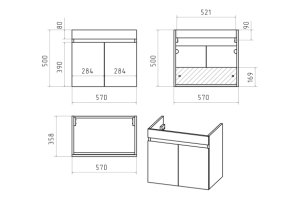 Тумба с раковиной Misty Ронда 60 белая глянцевая - 3