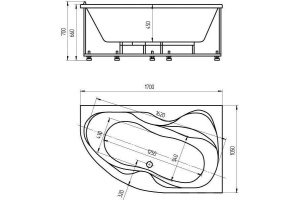 Акриловая ванна Акватек Вега 170x105 R, с фронтальным экраном - 2