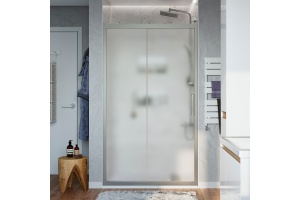 Душевая дверь в нишу STWORKI Стокгольм 140 см профиль хром матовый, стекло матовое, раздвижная