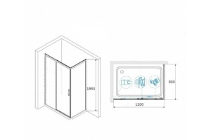 Душевой уголок RGW Leipzig LE-41-1B 120х80 профиль черный стекло прозрачное - 3