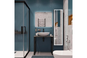 Консоль DIWO Элиста 80 чёрный мрамор, с раковиной Moduo 55 Leaf - 2