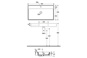 KERASAN Cento раковина 80х45 подвесная c 1отв под смеситель, белая - 2