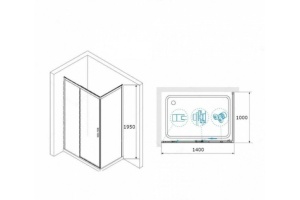 Душевой уголок RGW Leipzig LE-41-1B 140х100 профиль черный стекло прозрачное - 3