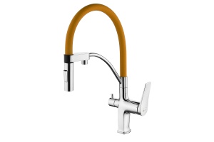 Смеситель Lemark Comfort LM3074C-Orange для кухни, с гибким изливом, с подключ. к фильтру питьевой в