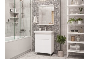 Тумба с раковиной Misty Байкал 65 белая глянцевая - 3