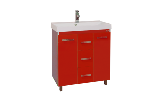 Джулия QVATRO - 75 Тумба с 3 ящ. ПРЯМАЯ красная