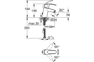 Смеситель Grohe Eurosmart New 33188002 для раковины - 3