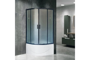 Душевой уголок Royal Bath ВК 90х90 с поддоном профиль черный стекло матовое - 2