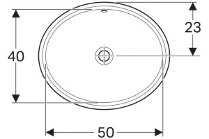 500.752.01.2 VariForm Раковина с установкой под столешницу овальной формы, Т1=50х40 см, без отв. под смеситель, с отв. перелива - 2