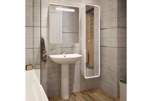 Комплект  Раковина DIWO Муром 0114 + Зеркало-шкаф DIWO Коломна 60 + Сифон для раковины Wirquin Минор с отводом для стиральной машины + Пьедестал для р - 2