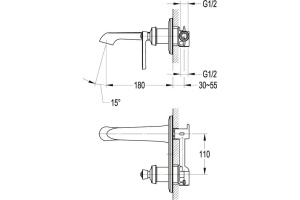 Смеситель Cezares Liberty F BLI 01 W0 С ВНУТРЕННЕЙ ЧАСТЬЮ, для раковины - 2