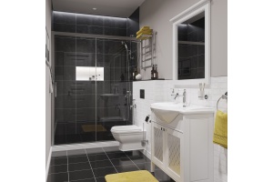 Душевая дверь в нишу STWORKI Стокгольм DE019D2110200 110 см профиль хром матовый, раздвижная, прозрачное стекло - 3