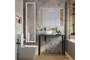 Консоль DIWO Элиста 100 чёрный мрамор, с раковиной Moduo 55 Leaf - 2