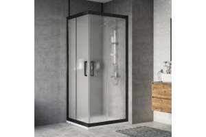 Душевой уголок STWORKI Карлстад DE019RC8090200 90x80 см профиль черный матовый, стекло матовое