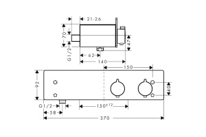 13102000 HG ShowerTablet 350 термостатический смеситель для душа - 3