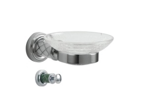 Мыльница настенная Boheme Murano хром с зеленым