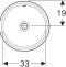 500.744.01.2 Geberit VariForm Раковина с установкой под столешницу круглой формы, D1=33 см, без отв. под смеситель, с переливом - 2