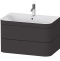 DURAVIT HAPPY D.2 PLUS Комплект мебели 775х490х468 мм, 2 ящ, с 1 отв для смес, в компл.с сиф и донным клап, раковина bi-color, цвет Графит супермат HP4637O8080 - 0